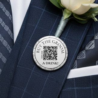 Bóton Redondo 5.08cm Código QR Compre uma Bebida para o Noivo Botânica