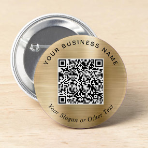 Bóton Redondo 5.08cm Código QR de Negócios Promocionais Pin Dourado