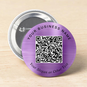 Bóton Redondo 5.08cm Código QR de Negócios Promocionais Roxo Pino