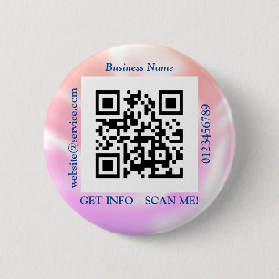 Bóton Redondo 5.08cm Código QR Nome do site da empresa Promo, Iridescen