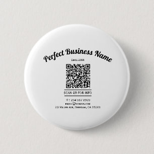 Bóton Redondo 5.08cm Código QR - Preto e Branco Simples Clara