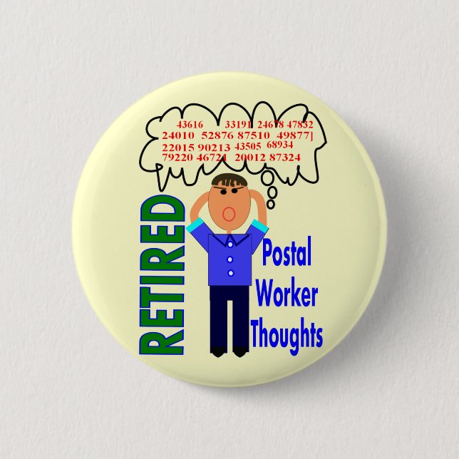 Bóton Redondo 5.08cm Códigos postais engraçados postais aposentados dos (Frente)