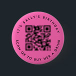 Bóton Redondo 5.08cm Códigos Qr personalizados Cash App Birthday Pin, R<br><div class="desc">Apresentamos o nosso Broche de Botão de Doação com Código QR Personalizado, uma forma divertida e moderna de celebrar uma ocasião especial! Este broche único apresenta um código QR personalizável, permitindo que você peça doações facilmente. Seja 'É o aniversário de Sally, escaneie para comprar uma bebida para ela' ou uma...</div>