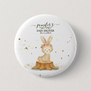 Bóton Redondo 5.08cm Coelho Bunny floresta selvagem chá de bebê pontos