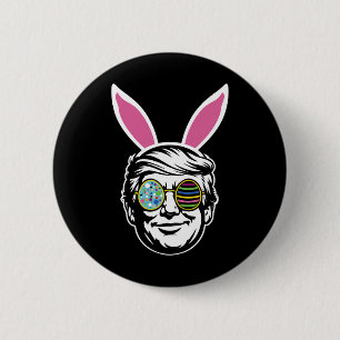 Bóton Redondo 5.08cm Coelho da Páscoa Feliz Trump Caça ao Ovo Primavera