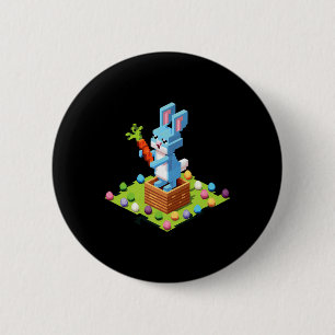 Bóton Redondo 5.08cm Coelho da Páscoa Pixel Gamer de Vídeo Caça ao Ovo 