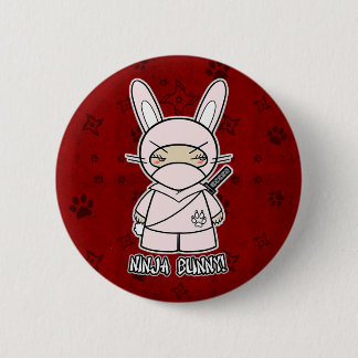 Bóton Redondo 5.08cm Coelho de Ninja! No botão vermelho