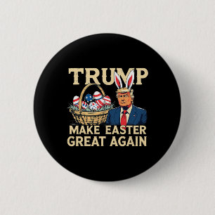 Bóton Redondo 5.08cm Coelho Trump Faça a Páscoa Grande Novamente Easter
