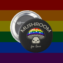 Bóton Redondo 5.08cm Cogumelo Para O Amor - Cogumelo De Orgulho LGBTQIA