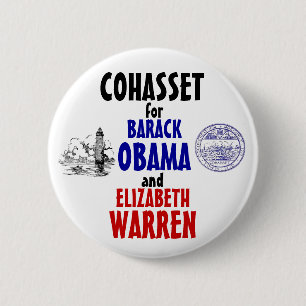 Bóton Redondo 5.08cm Cohasset para Obama e Warren 2012