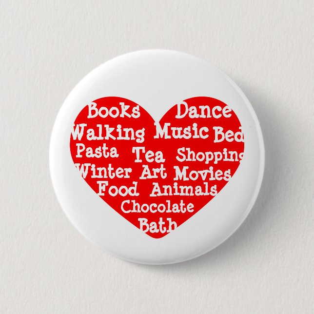 Bóton Redondo 5.08cm Coisas Que Eu Amo (Frente)