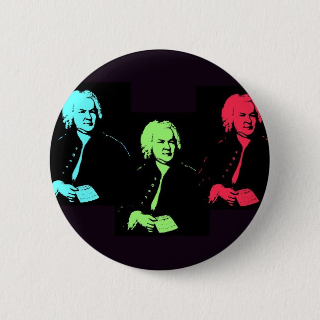 Bóton Redondo 5.08cm Colagem de Johann Sebastian Bach (Frente)