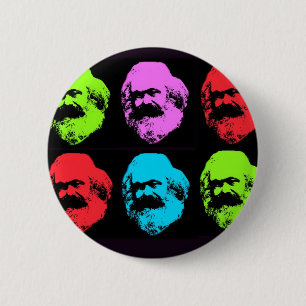 Bóton Redondo 5.08cm Colagem de Karl Marx