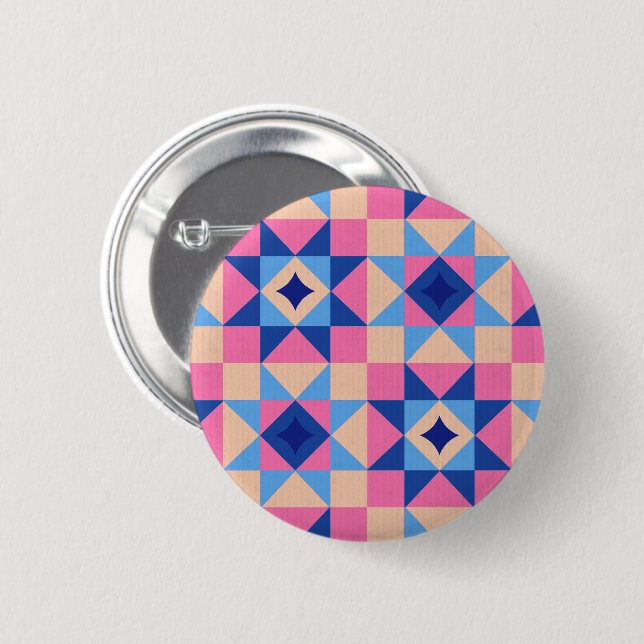 Bóton Redondo 5.08cm Colcha de Bloco de Estrela Moderna (Frente & Verso)