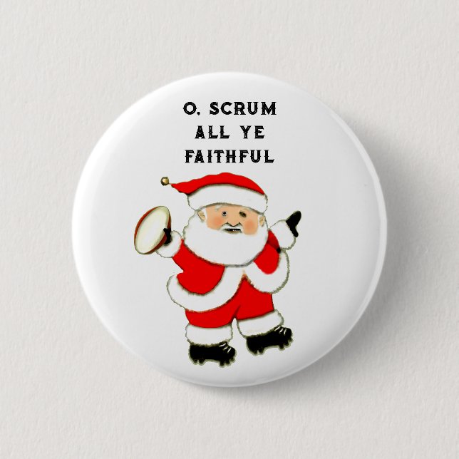 Bóton Redondo 5.08cm Colecionável de Natal de Rugby (Frente)