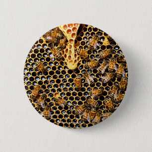 Bóton Redondo 5.08cm Colmeia de Abelhas com Honeycomb Próximo