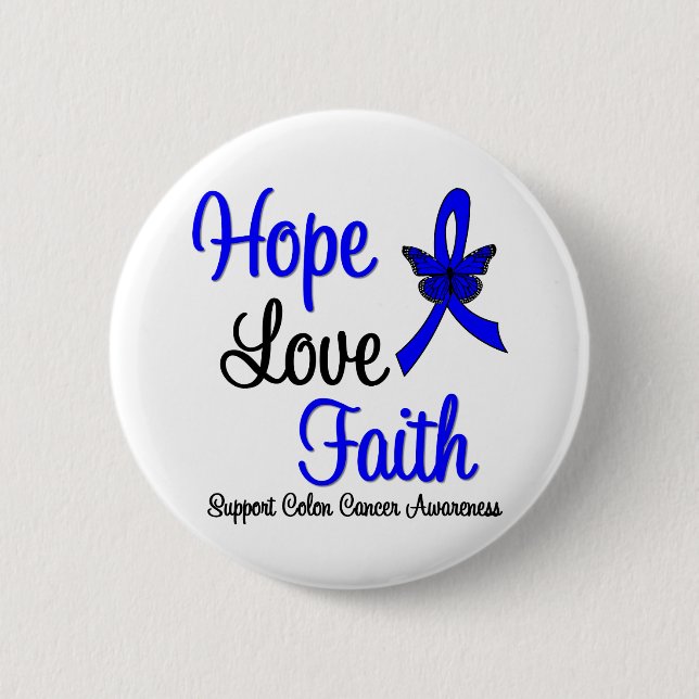 Bóton Redondo 5.08cm Colon Cancer Hope Love Faith Ribbon (Frente)
