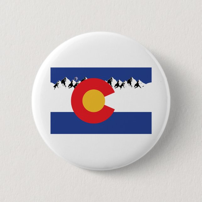 Bóton Redondo 5.08cm Colorado Flag com Montanhas (Frente)
