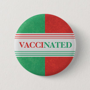 Bóton Redondo 5.08cm Colorblock Vaccinated Button (Red and Green)