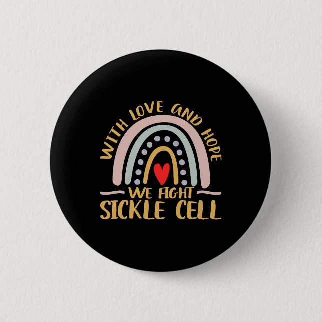 Bóton Redondo 5.08cm Com Amor E Esperança, Combatemos A Doença Das Célu (Frente)