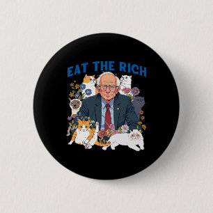 Bóton Redondo 5.08cm Coma O Rich Bernie Sanders Floral Cat Resiste A Ag