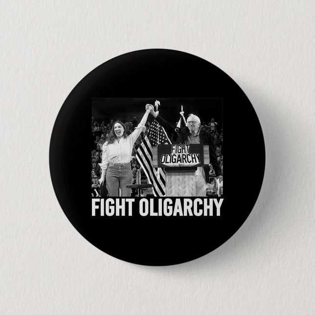 Bóton Redondo 5.08cm Combater Oligarchy Bernie Sanders E A Liberdade Ao (Frente)