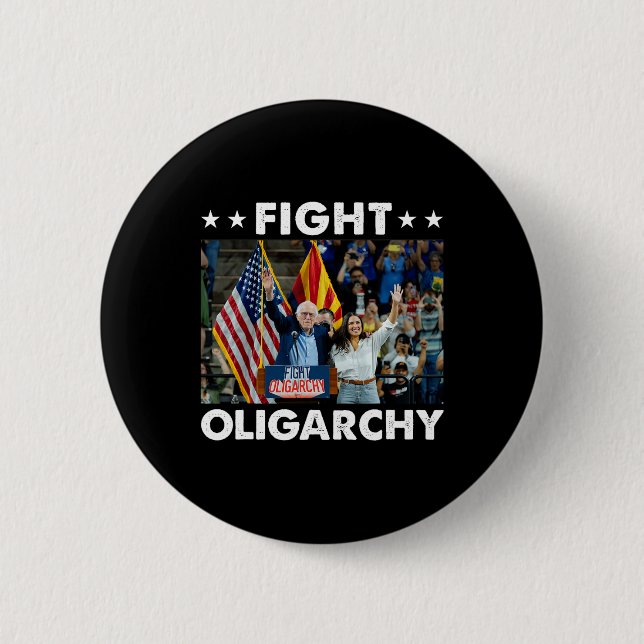 Bóton Redondo 5.08cm Combater Oligarchy Bernie Sanders E A Liberdade Ao (Frente)