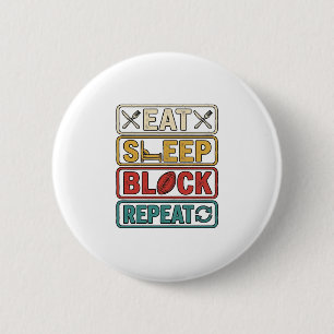 Bóton Redondo 5.08cm Comer Dormir Bloquear Repetir Camiseta Vintage de