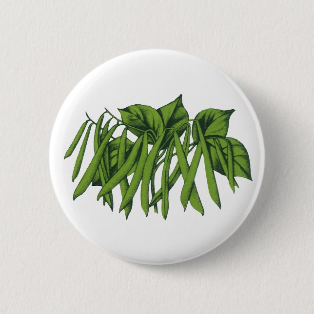 Bóton Redondo 5.08cm Comida de vindima, feijões verdes orgânicos (Frente)