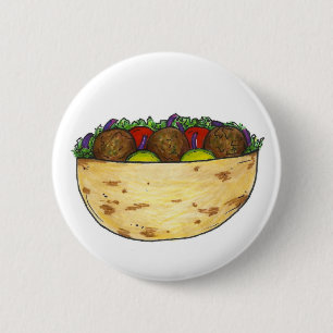 Bóton Redondo 5.08cm Comida do Mediterrâneo recheada Falafel Pita Sandw