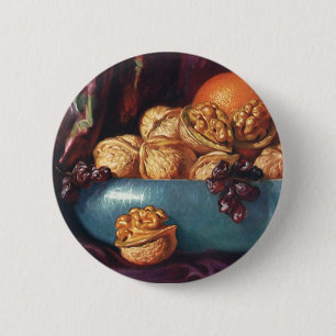 Bóton Redondo 5.08cm Comida, nozes e Frutas de uma taça azul