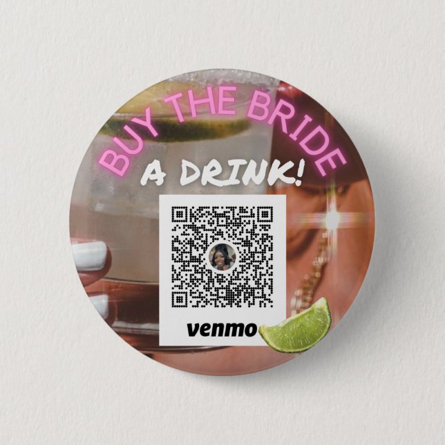 Bóton Redondo 5.08cm Comprar da Noiva, Bebida-Scottsdale Antes do Véu (Frente)