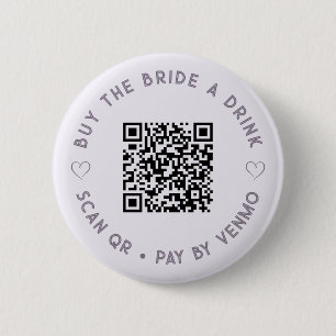 Bóton Redondo 5.08cm Comprar O botão BRIDE a Drink QR Code Pale Purple