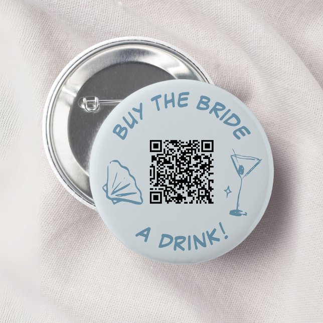 Bóton Redondo 5.08cm Comprar um Drink para a Noiva Código QR Festa de D (Criador carregado)
