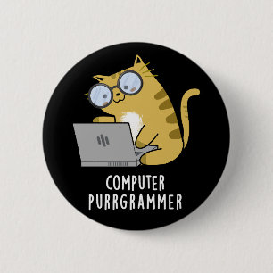 Bóton Redondo 5.08cm Computador Purr-grammer Gato Engraçado Gato Pun Es