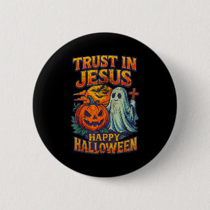 Bóton Redondo 5.08cm Confie Em Jesus Fofo Cristão Vintage Halloween 90