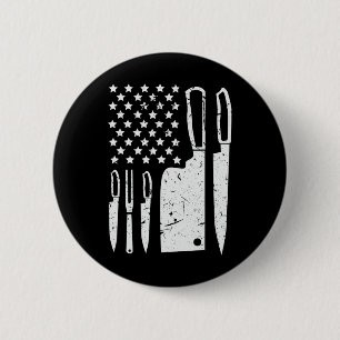 Bóton Redondo 5.08cm Conjunto de Faca de Chef Camisa Patriótica Bandeir