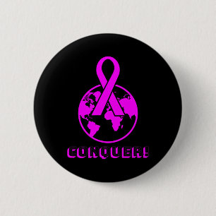 Bóton Redondo 5.08cm CONQUER! the world - fight breast cancer