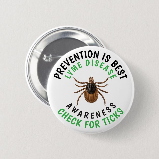 Bóton Redondo 5.08cm Consciência da Doença de Lyme | Carrapato de Veado (Frente & Verso)