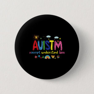 Bóton Redondo 5.08cm Consciência do Autismo - Aceitar Compreender o Amo