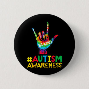 Bóton Redondo 5.08cm Consciência do Autismo Amor Mão Seja Gentil ASL Ho