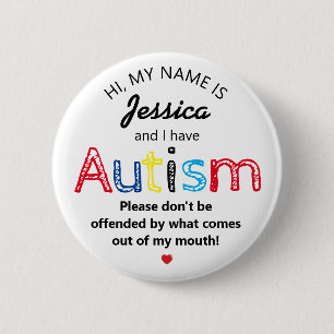 Bóton Redondo 5.08cm Consciência Personalizada do Autismo   ASD Engraça