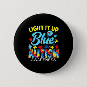 Bóton Redondo 5.08cm Conscientização do autismo ilumine o azul quebra-c