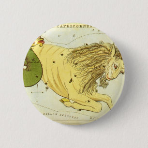 Bóton Redondo 5.08cm Constelação Vintage Capricórnio, Espelho de Urânia
