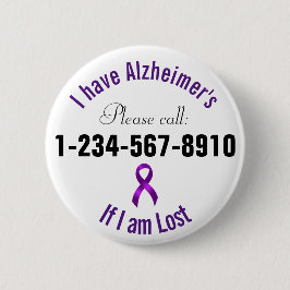 Bóton Redondo 5.08cm Contato da emergência de Alzheimers