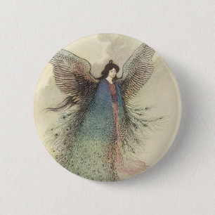 Bóton Redondo 5.08cm Conto de fadas japonês do vintage, donzela da lua