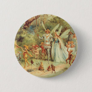 Bóton Redondo 5.08cm Contos de fadas do vintage, Thumbelina e príncipe