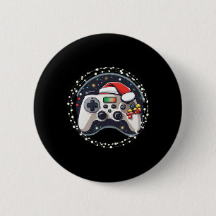 Bóton Redondo 5.08cm Controlador de Video Game Chapéu de Papai Noel Nat