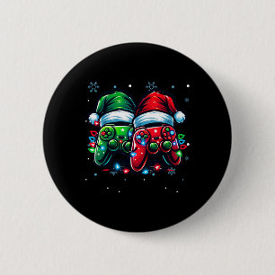 Bóton Redondo 5.08cm Controladora de jogos de Natal Santa Hat