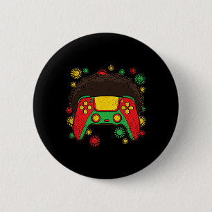 Bóton Redondo 5.08cm Controle de videogame Afro Mês da História Negra